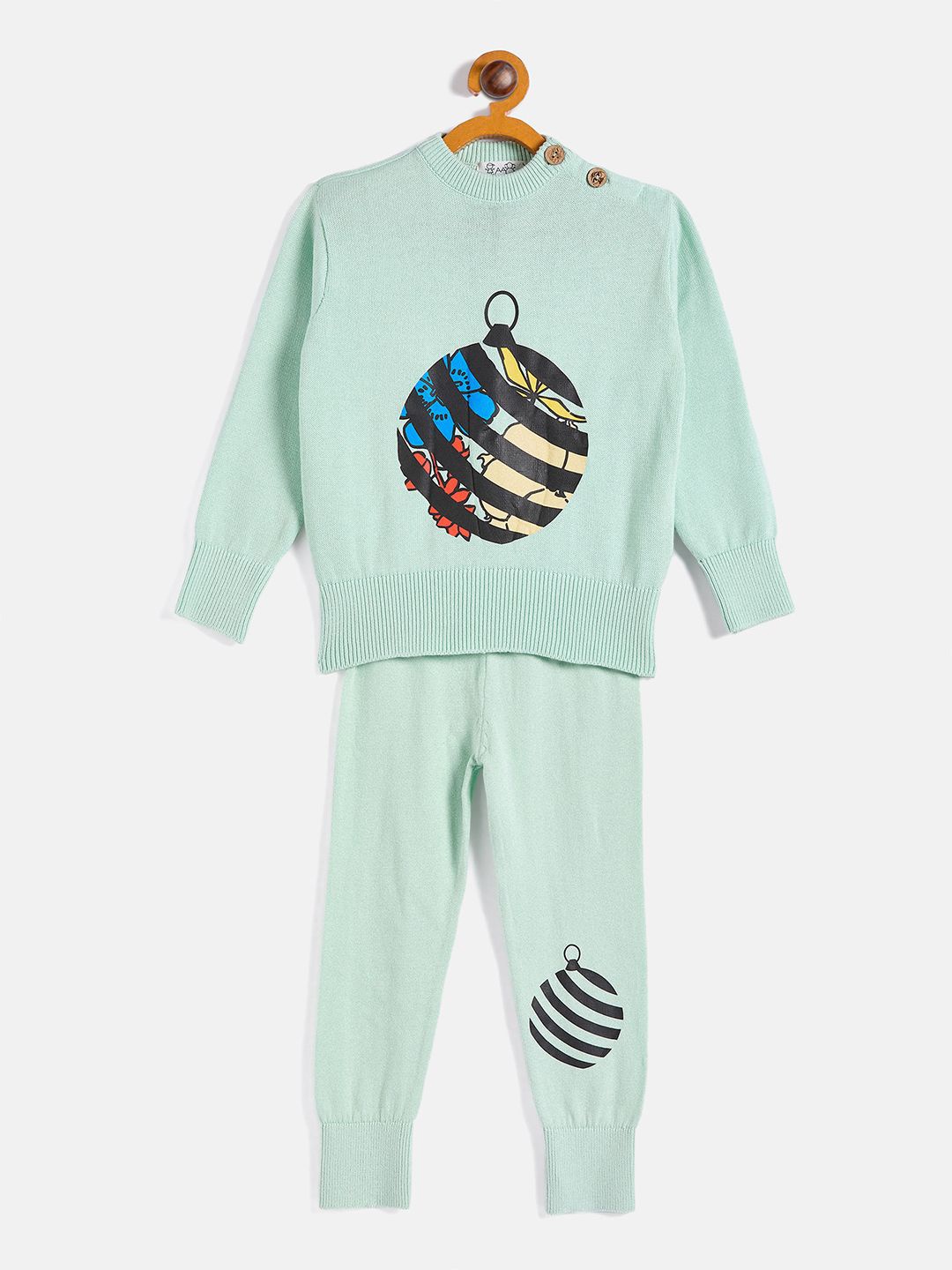 

JWAAQ Kids Unisex Printed Sweatshirt With Joggers, Green