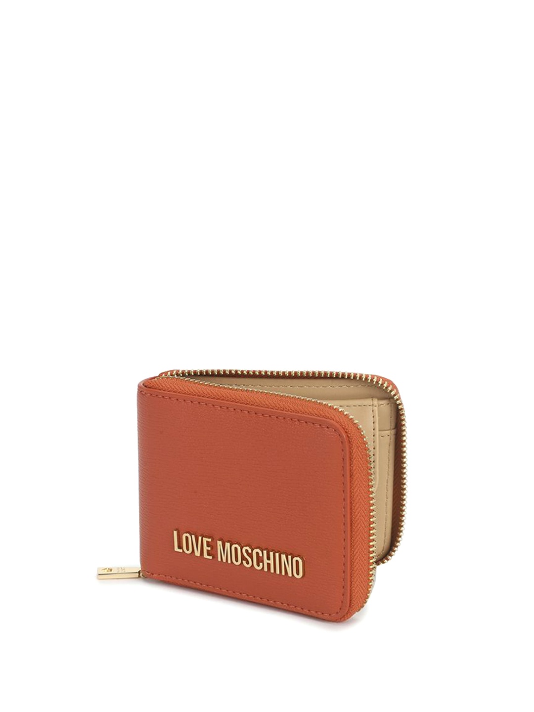 

LOVE MOSCHINO Textured PU Structured Sling Bag with Applique, Rust