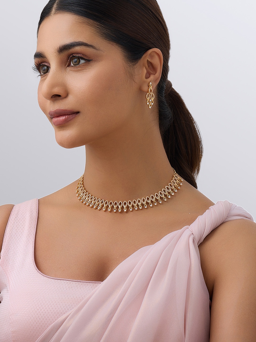 

Kushal's Fashion Jewellery Gold-Plated Zircon-Studded Jewellery Set