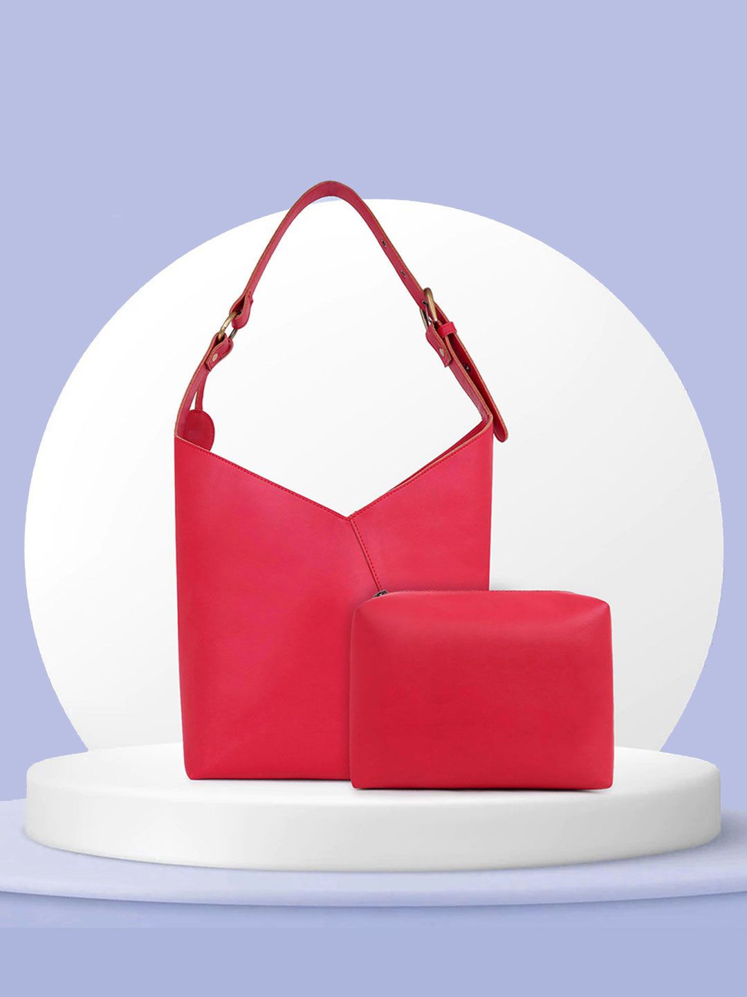 

VASKA Solid Medium Sized Hobo Bag, Red