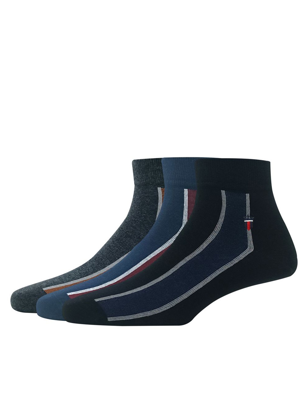 

Louis Philippe Men Pack Of 3 Colourblocked Above Ankle-Length Socks, Black