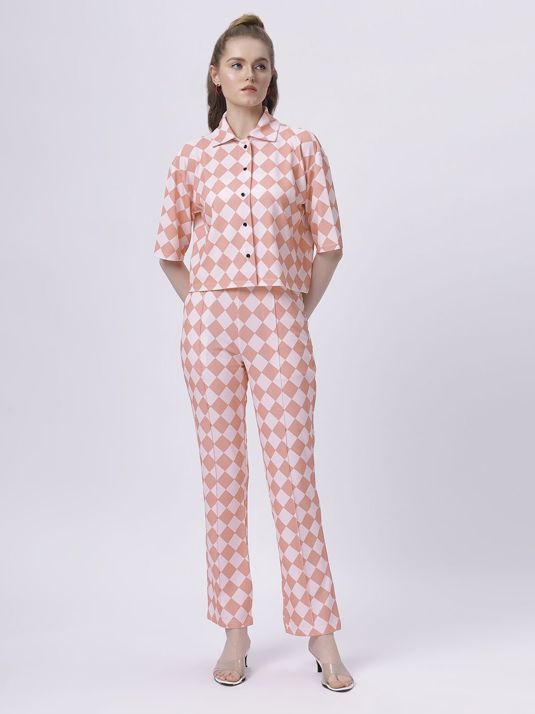

BABA YAGA Printed Shirt With Trouser, Peach