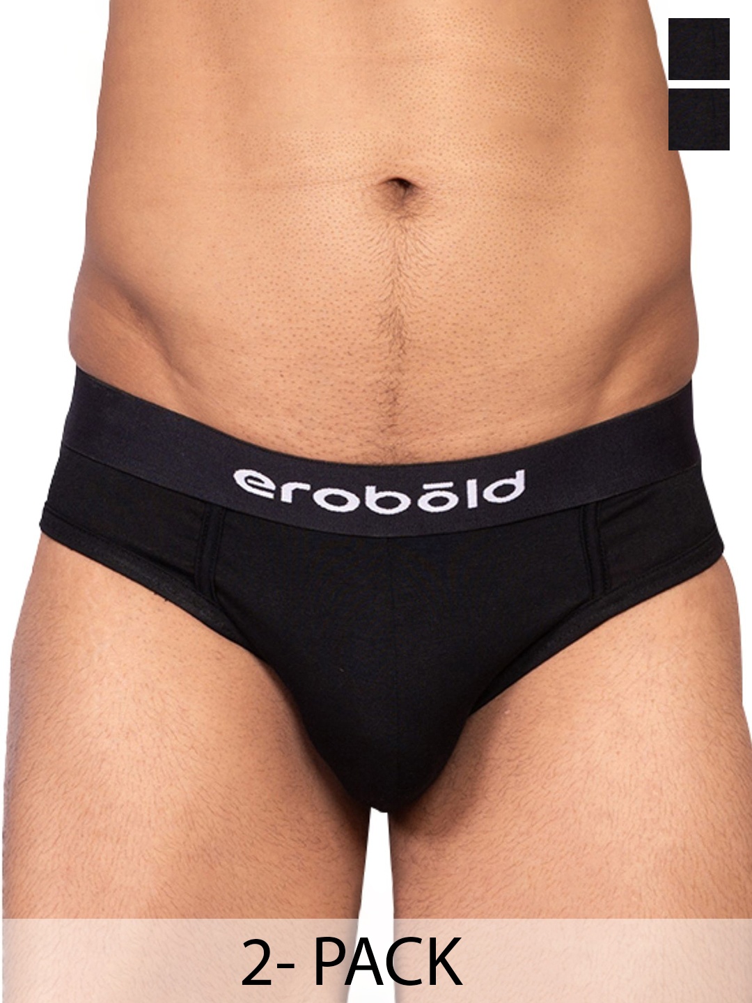 

EROBOLD Pack Of 2 Men Hipster Briefs MBRC2-BR17BK1CS, Black