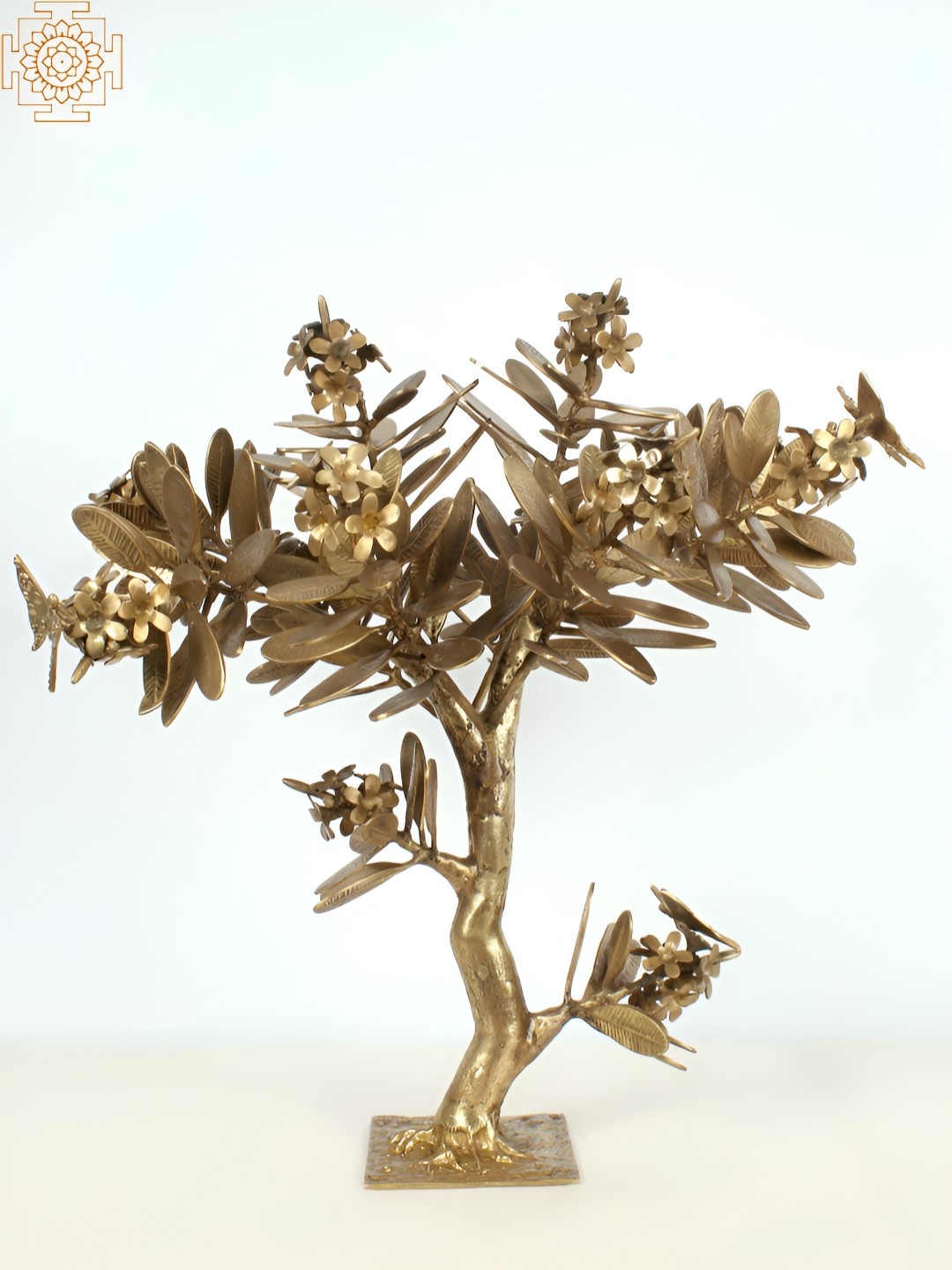 

Exotic India Gold Toned Floral Curio Brass Showpiece