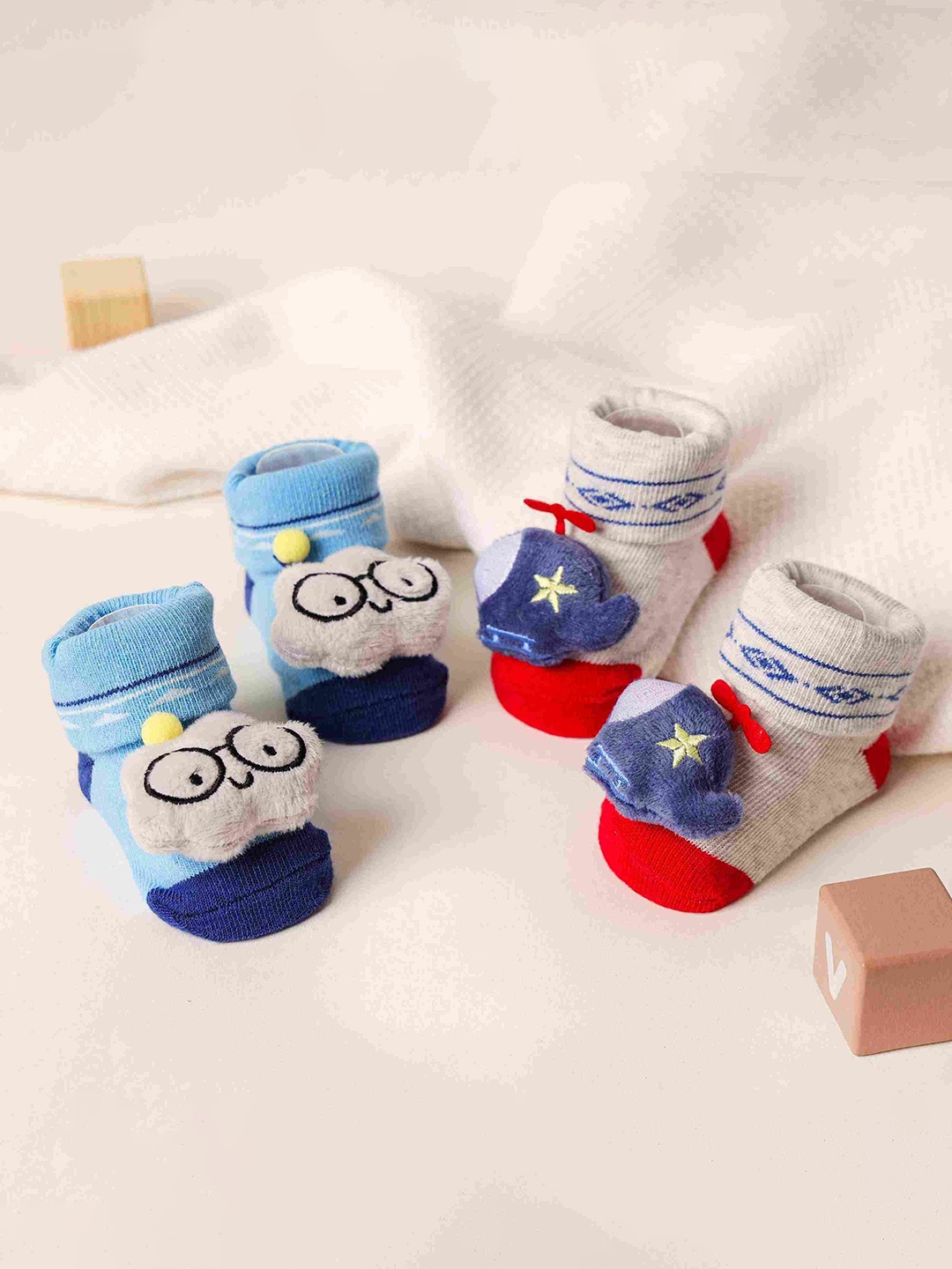 

KICKS & CRAWL Infants Pack Of 2 Cotton Ankle-Length Socks, Blue