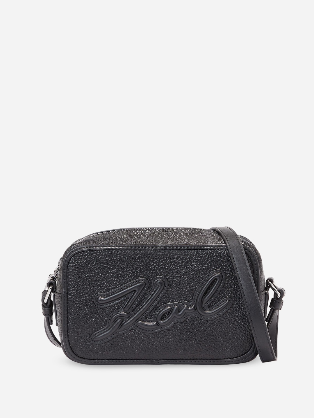 

Karl Lagerfeld Textured Structured Sling Bag with Tasselled, Black