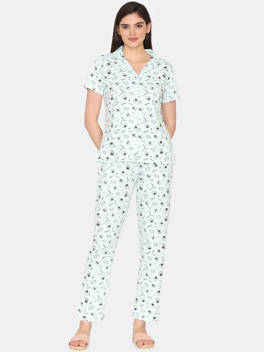 

Rosaline by Zivame Women Printed Night suit, Blue