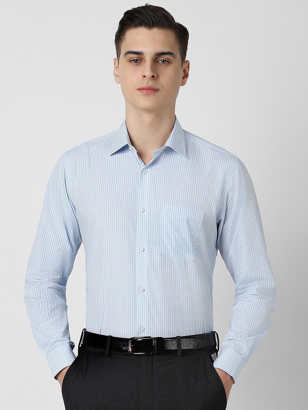 

Van Heusen Men Spread Collar Striped Cotton Formal Shirt, Blue