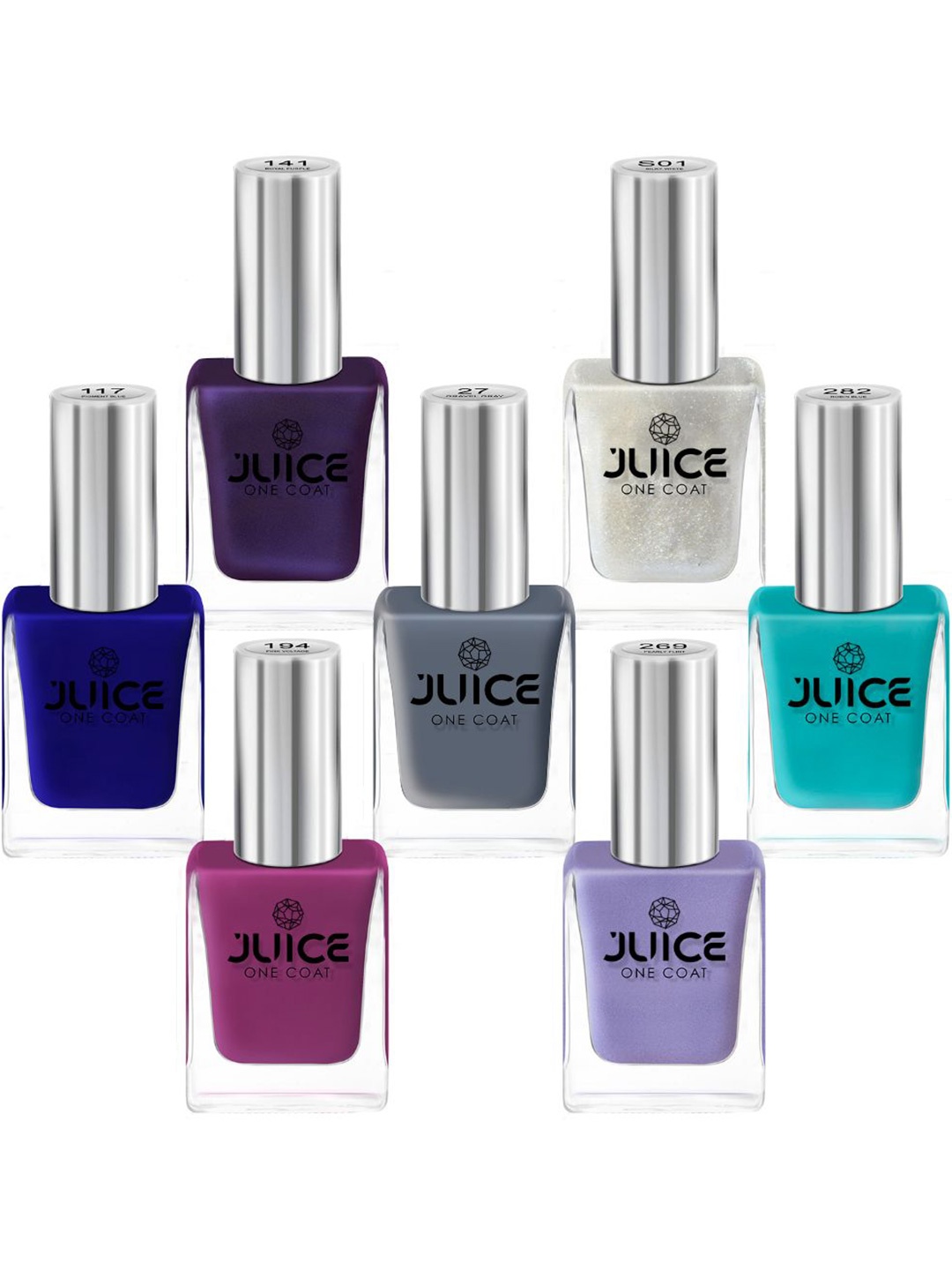 

JUICE Set Of 7 One Coat Long-Lasting Nail Polish - 11ml Each, Multi