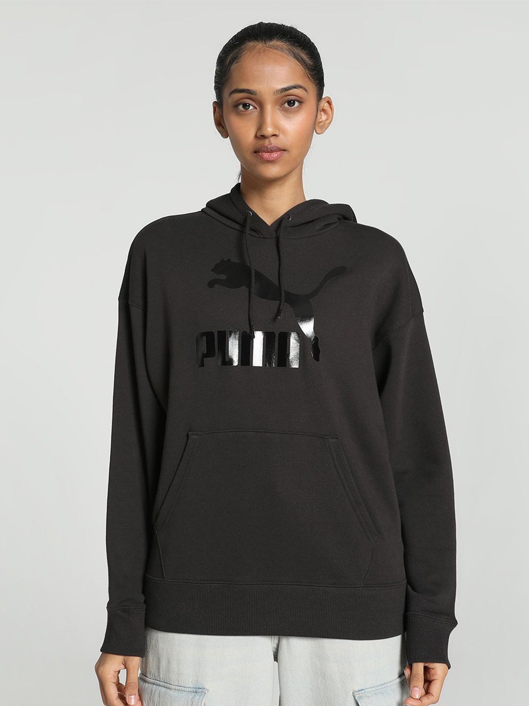 

Puma CLASSICS Shiny Logo Women's Hoodie, Black