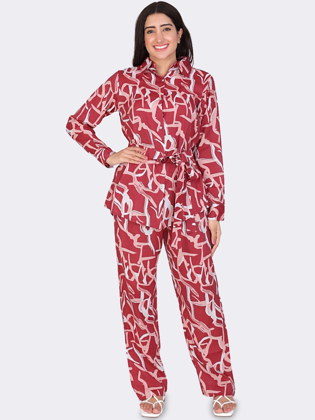 

BAESD Printed Shirt With Trousers, Pink
