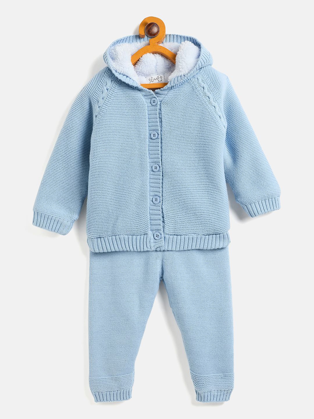 

JWAAQ Boys Self Design Hooded Sweatshirt With Joggers, Blue