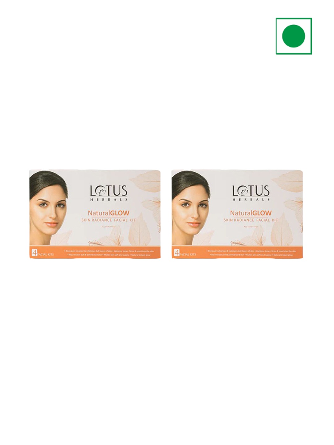 

Lotus Herbals Set Of 2 Natural Glow Skin Radiance Facial Kit-50g Each, Orange