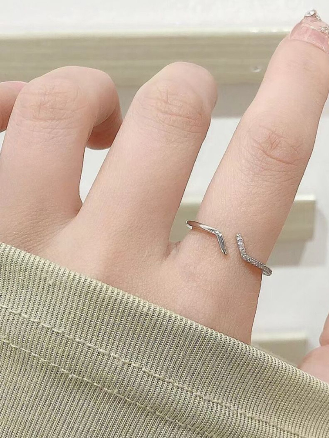 

SALTY Silver-Plated Stone Studded Finger Ring