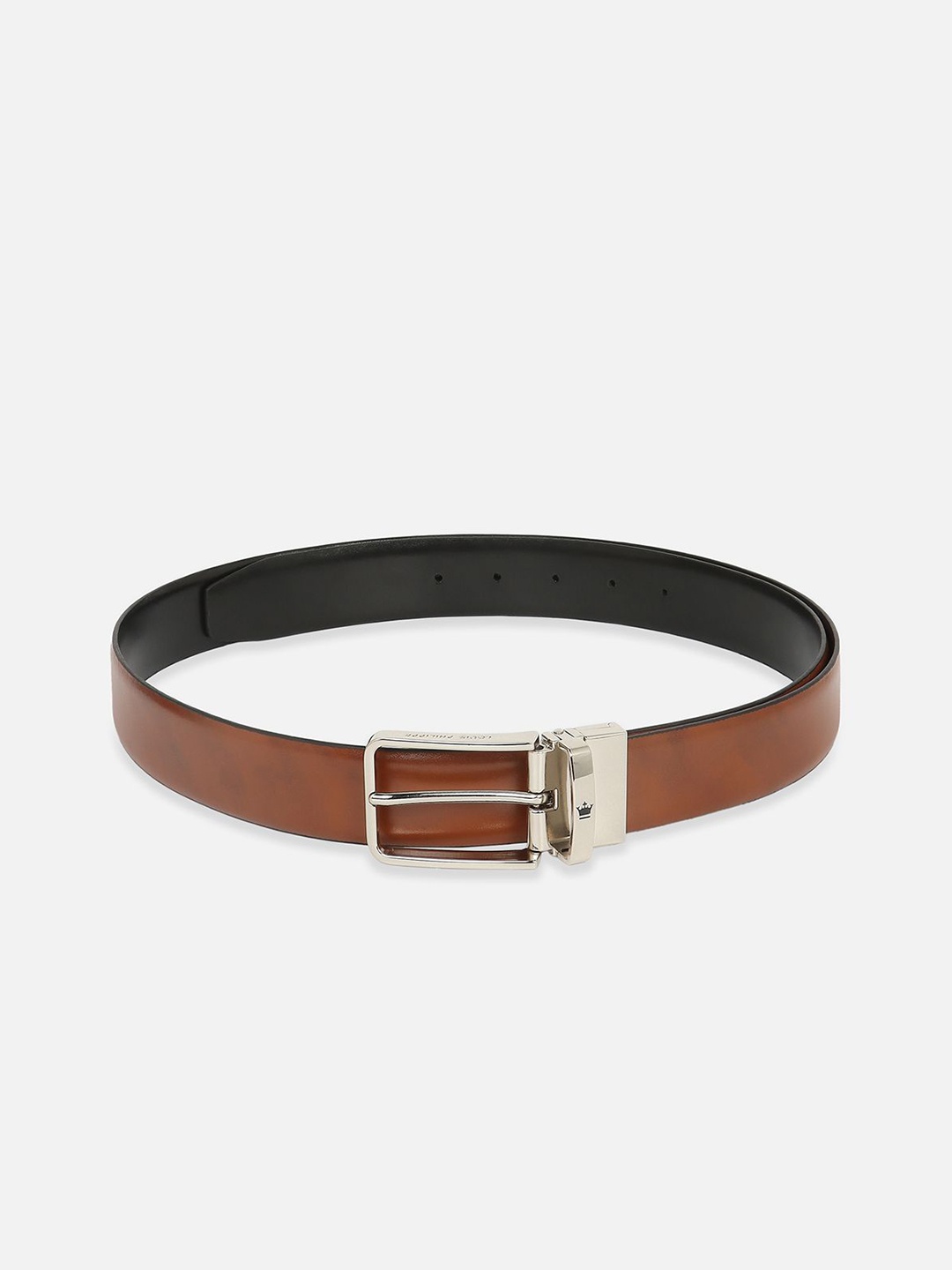 

Louis Philippe Men Textured Tang Closure Reversible Leather Belt, Brown