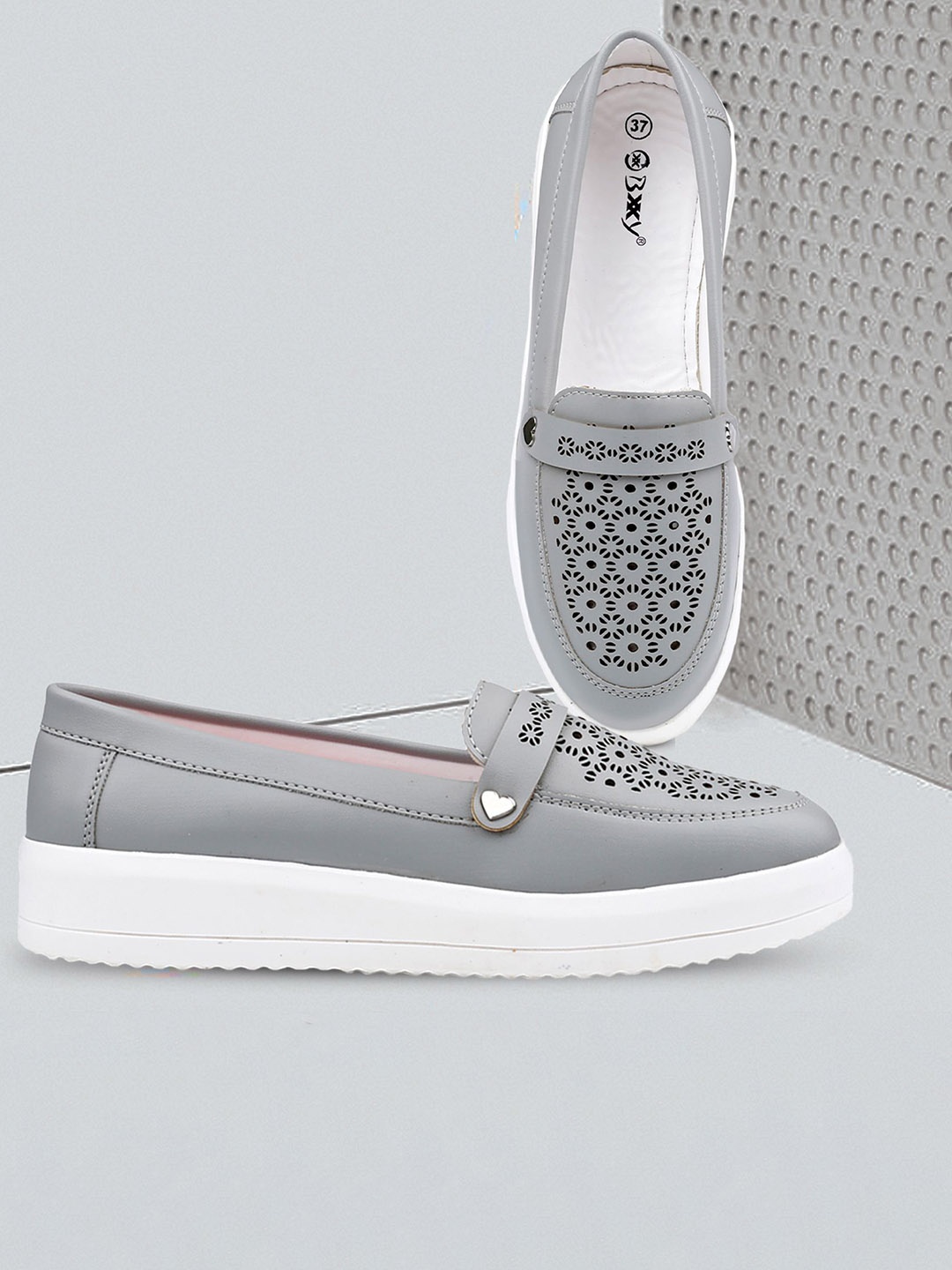

Bxxy Women Casual Synthetic Leather Loafer Slip-on Shoes, Grey