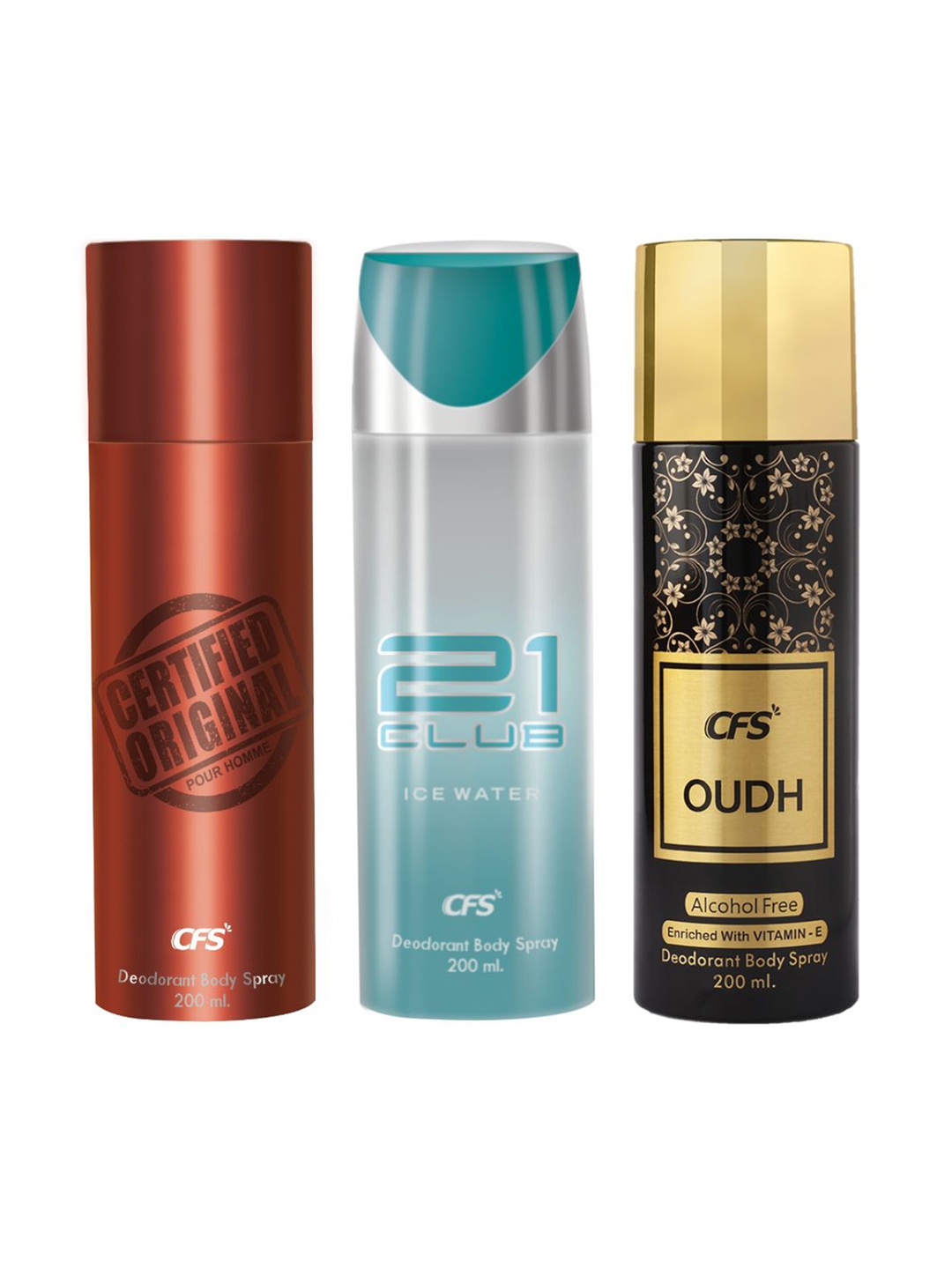 

CFS Oudh 21 Club & Certified Original Set Of 3 Last Longer Deodorants-200ml Each, Blue