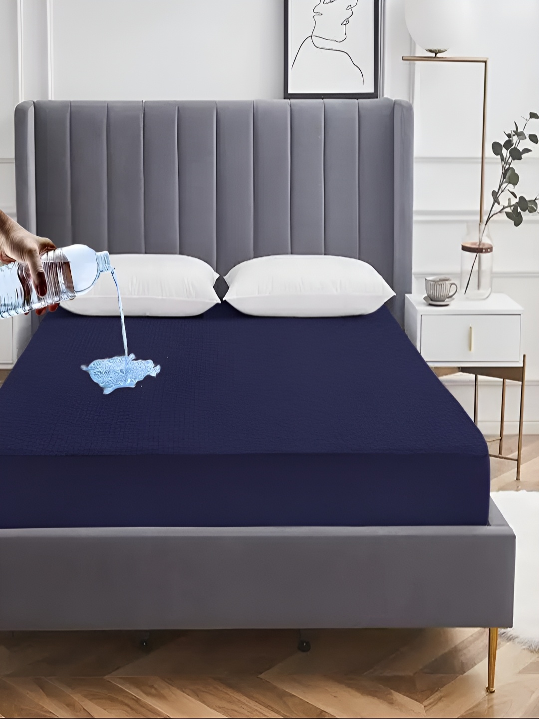 

AVI Navy Blue Terry Cotton Waterproof Mattress Protector