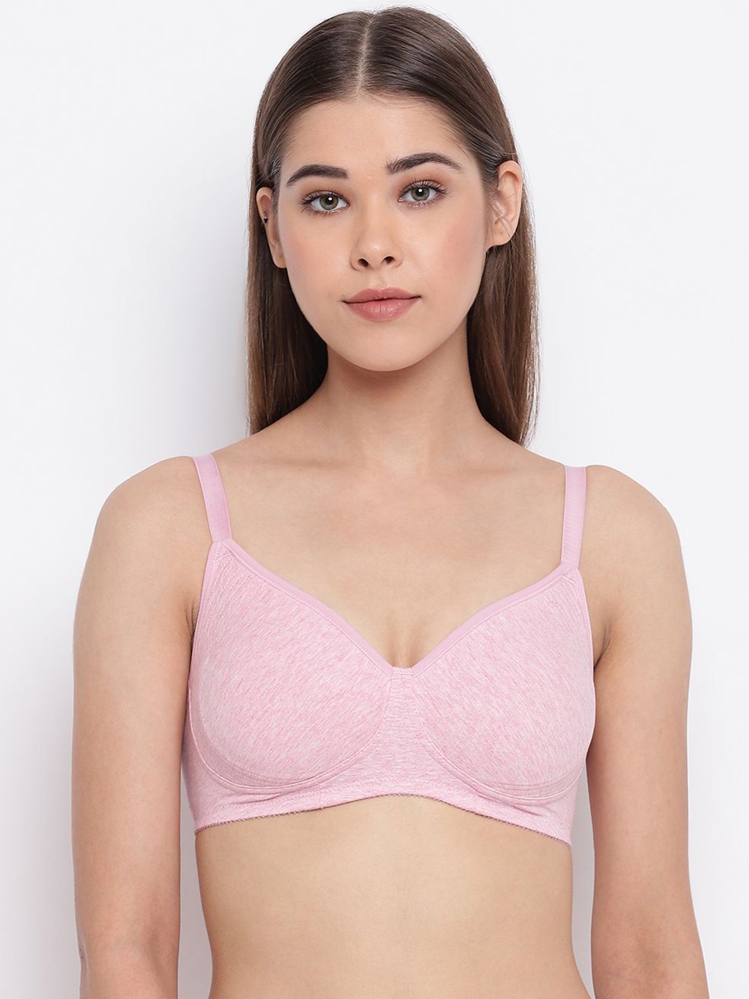 

Enamor Non Padded Wirefree High Coverage Stretch Cotton Everyday Bra A042, Pink