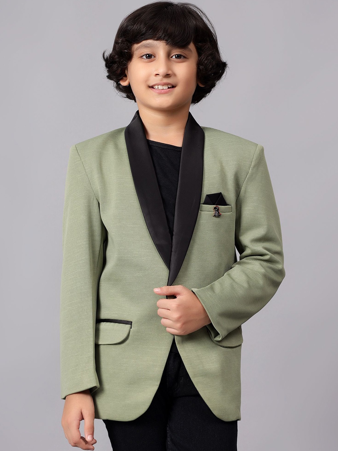 

BAESD Boys Self Design Single Breasted Blazers, Green