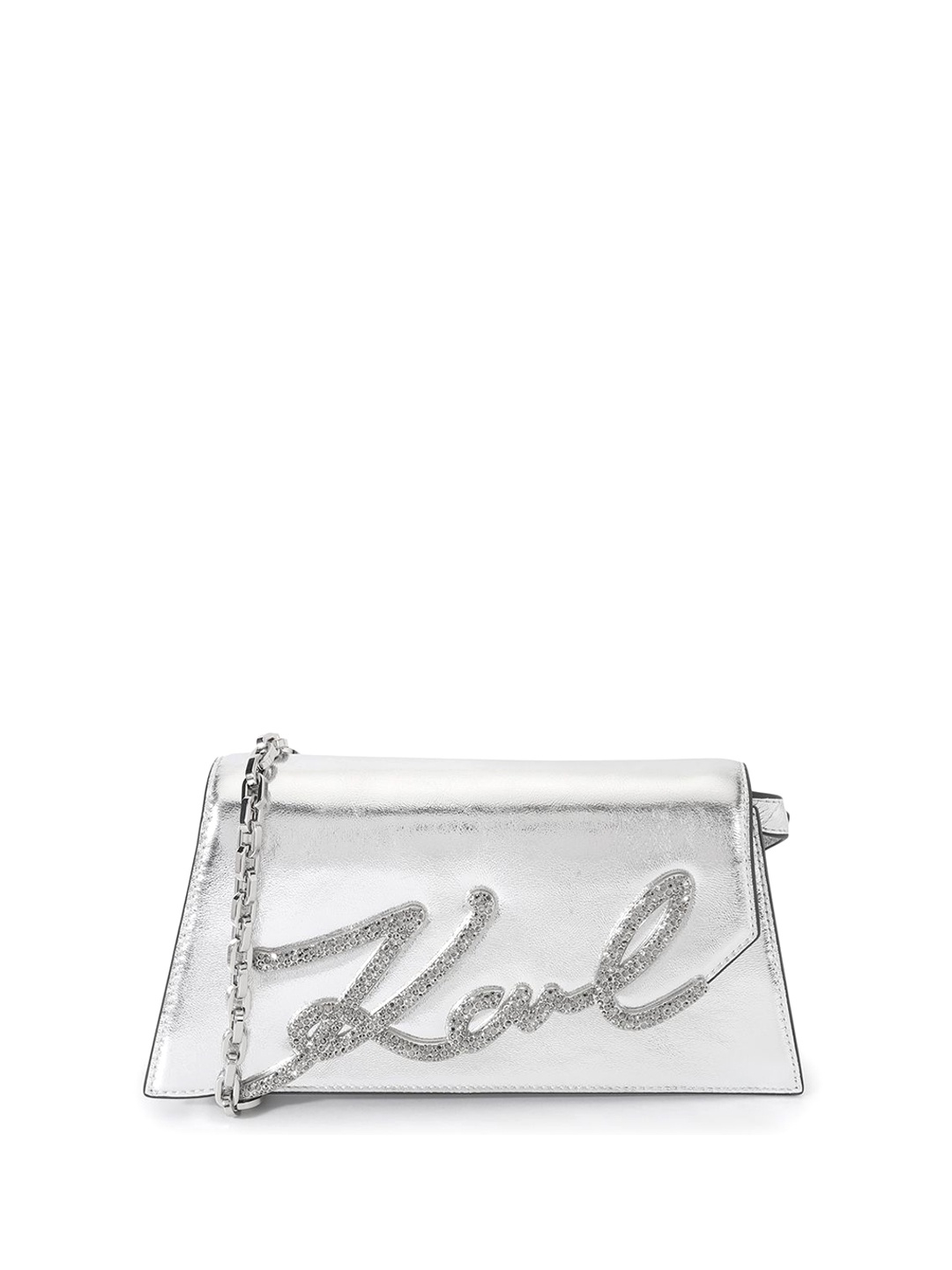 

Karl Lagerfeld PU Structured Sling Bag with Quilted, Silver