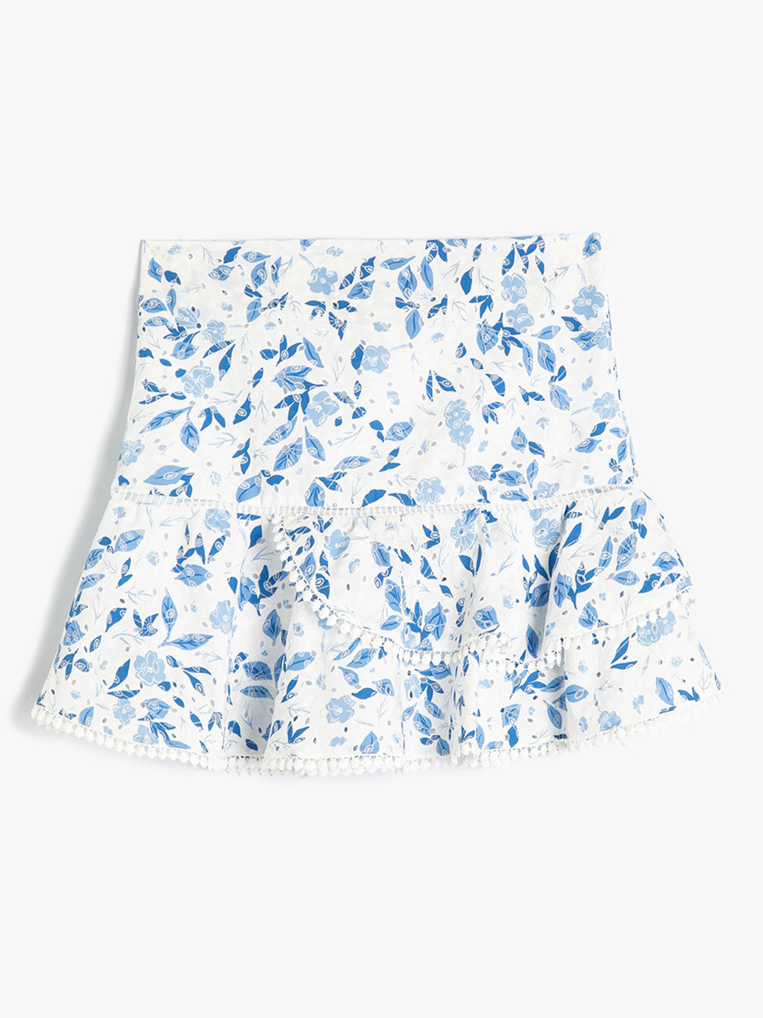 

Koton Girls Printed Pure Cotton Flared Mini Skirts, Blue