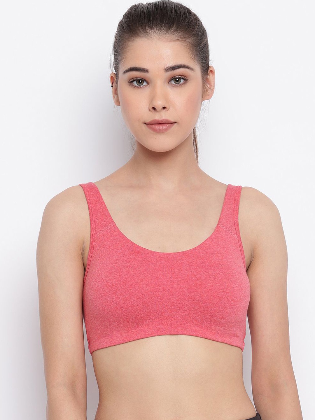 

Enamor Non-Padded Wirefree & High Coverage Low Impact Sports Bra Sb06, Red