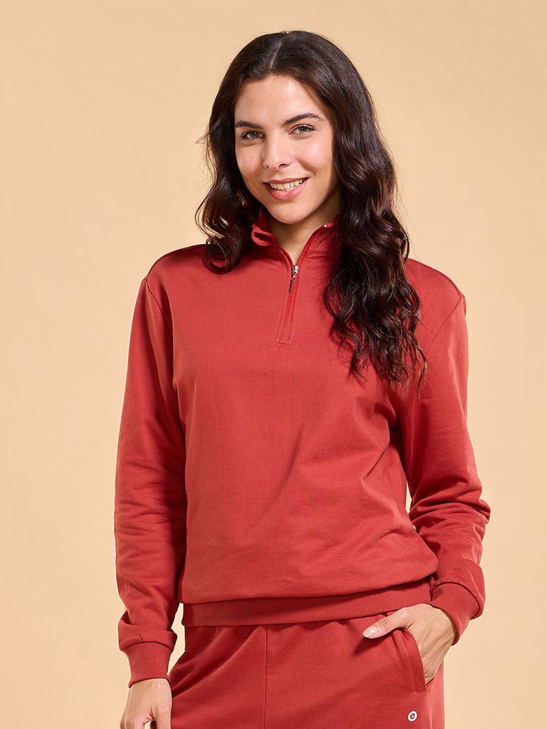 

Enamor Relaxed Fit Cotton Rich Fleece Sweatshirt-E904, Red