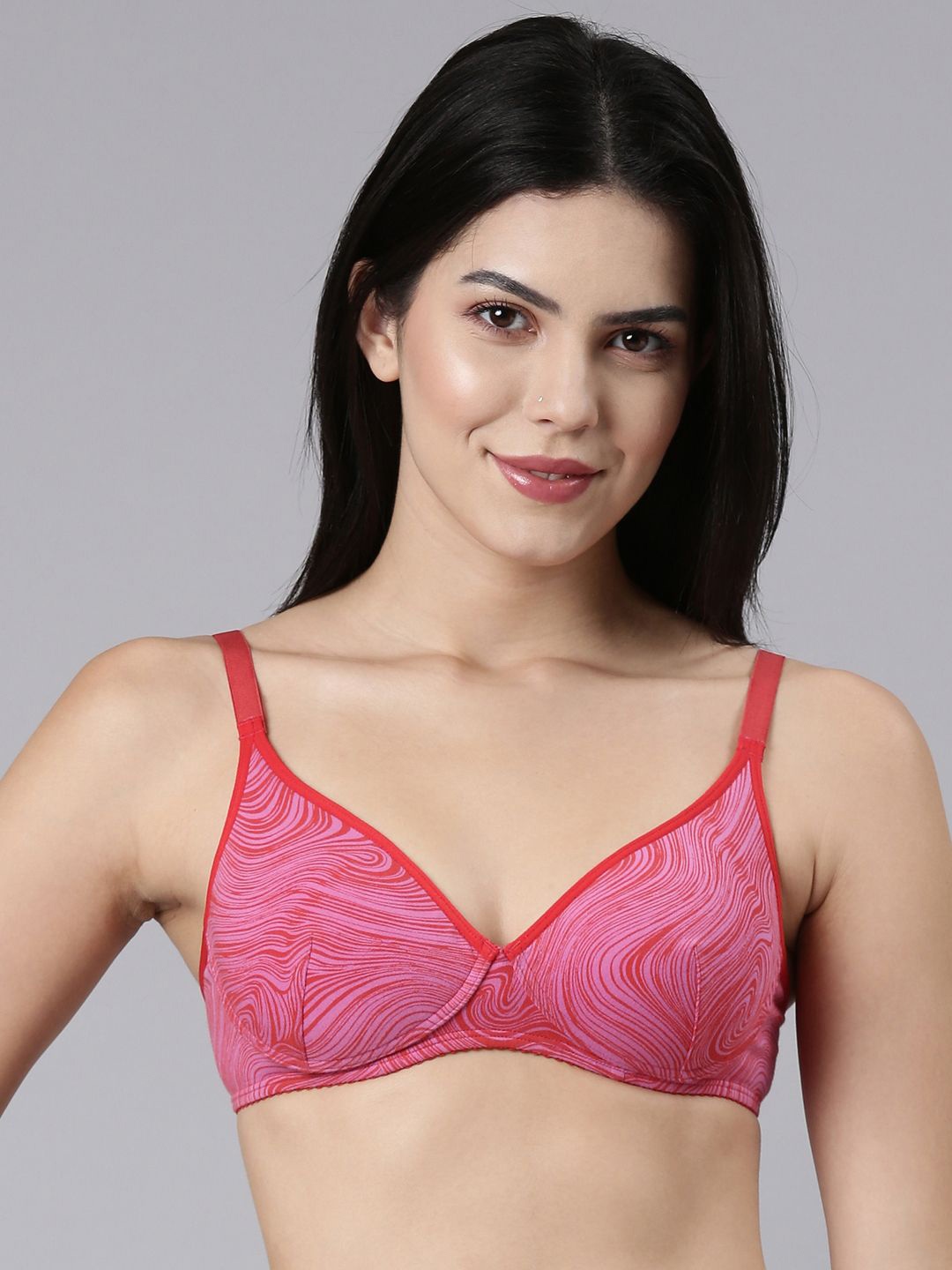 

Enamor Perfect Coverage Supima Cotton T-Shirt Bra A039, Red