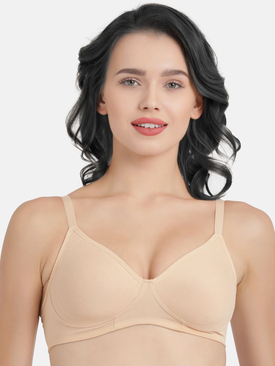 

Enamor Non Padded Wirefree High Coverage Stretch Cotton Everyday Bra A042, Nude