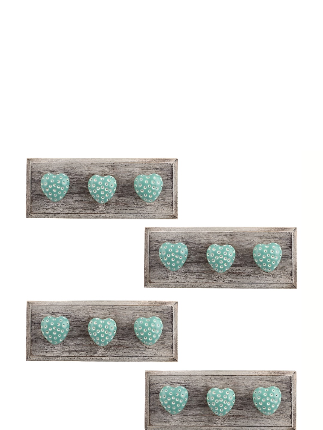 

Indianshelf 4 -Pcs Green & Brown Printed Wooden Utility Hooks