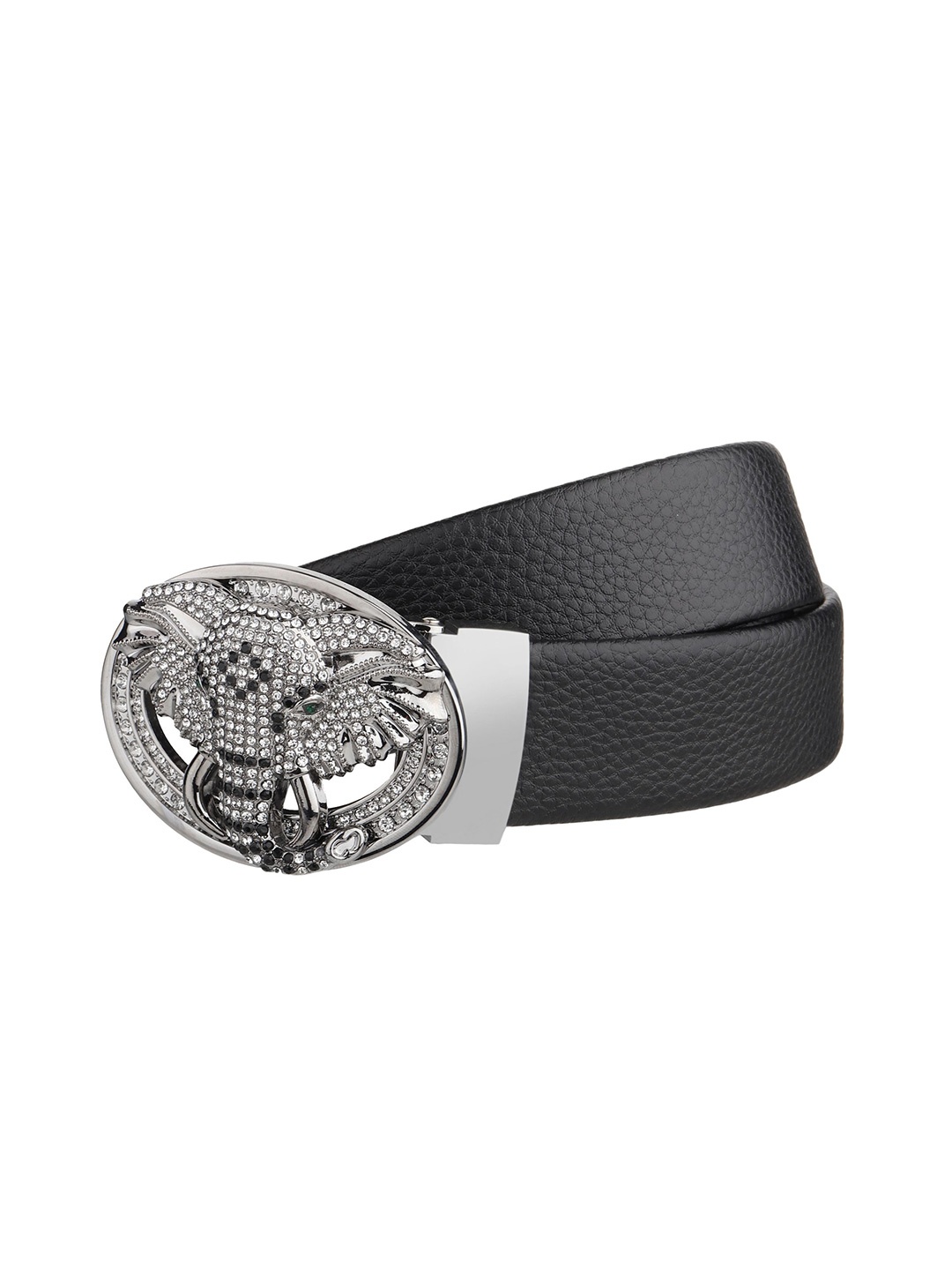 

WINSOME DEAL Men Textured Slider Buckle Closure Casual Belt, Black