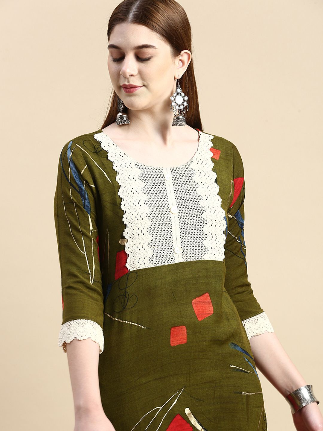 

GRANTH FASHION Women Floral Printed Kurta, Green