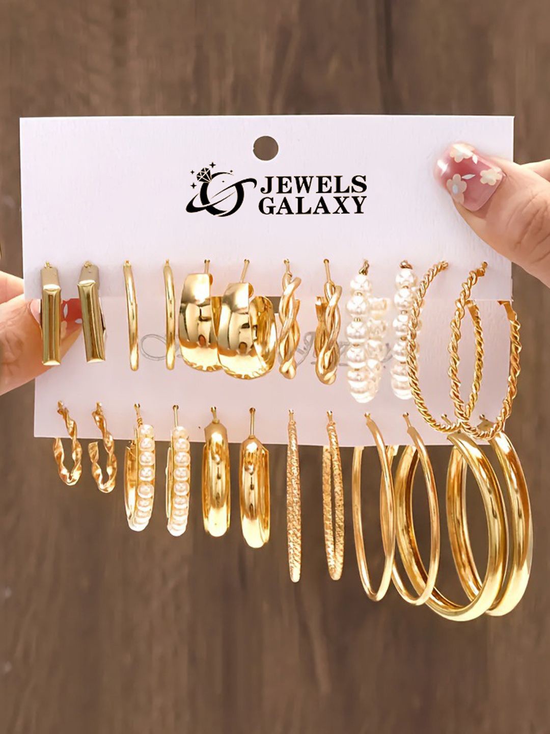 

Jewels Galaxy Set of 12 Gold Plated Hoop Earrings