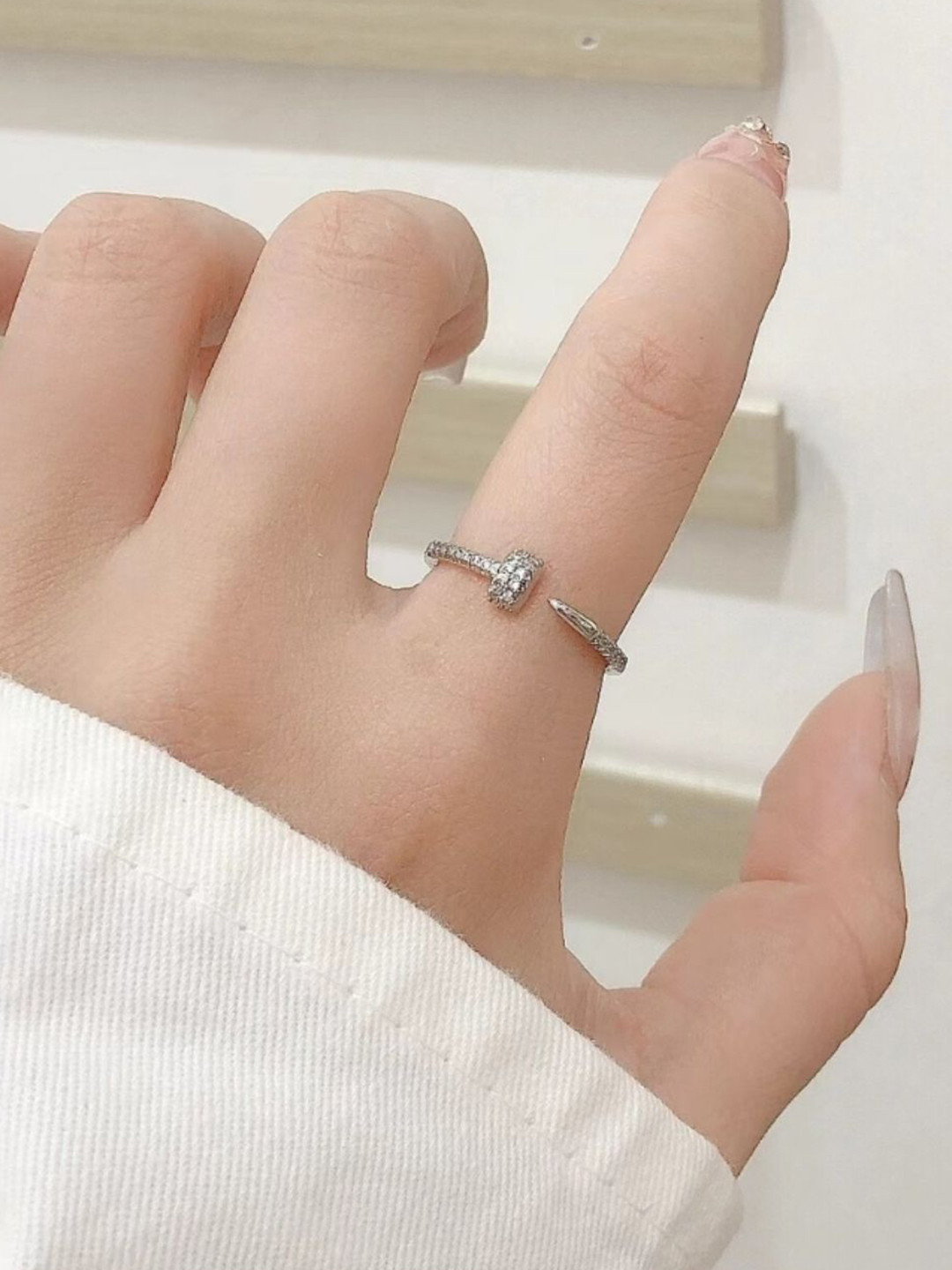 

SALTY Silver-Plated Stone Studded Finger Ring