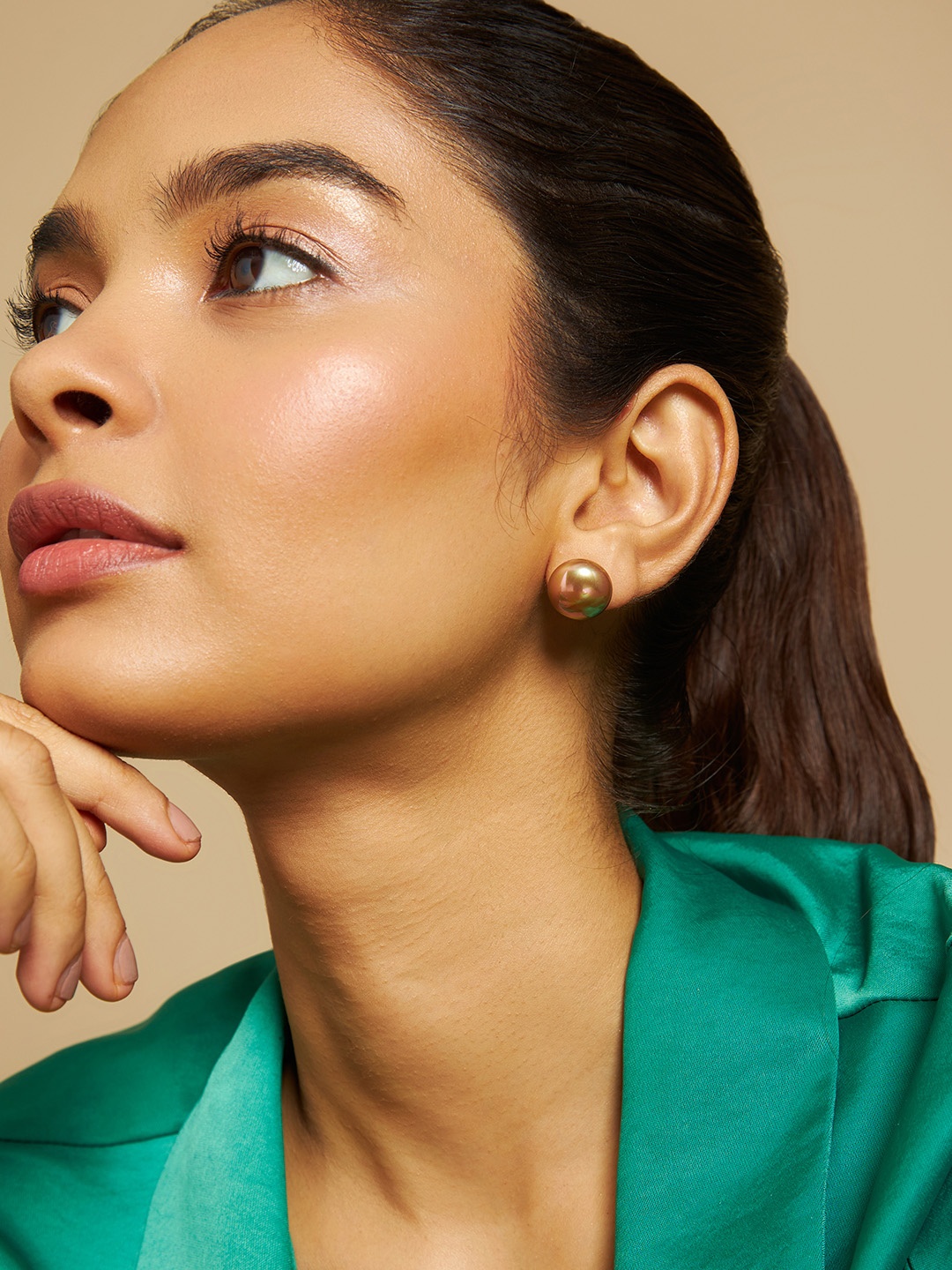 

Kushal's Fashion Jewellery Gold-Plated Classic Studs Earrings, Champagne