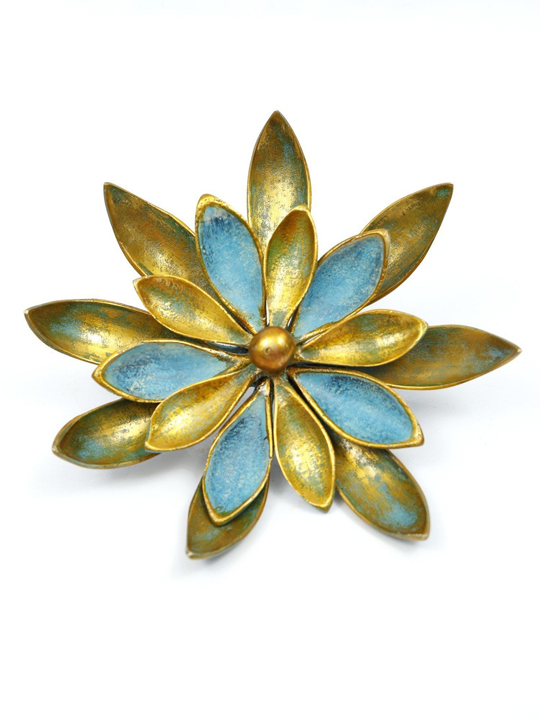 

Exotic India Brass Blue Waterlily Decorative Flower Wall Decor