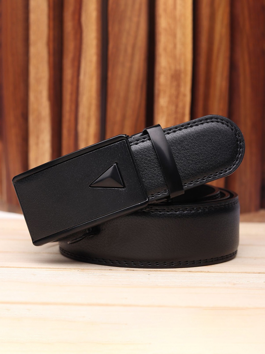 

WINSOME DEAL Men Textured Slider Buckle Closure Formal Belt, Black