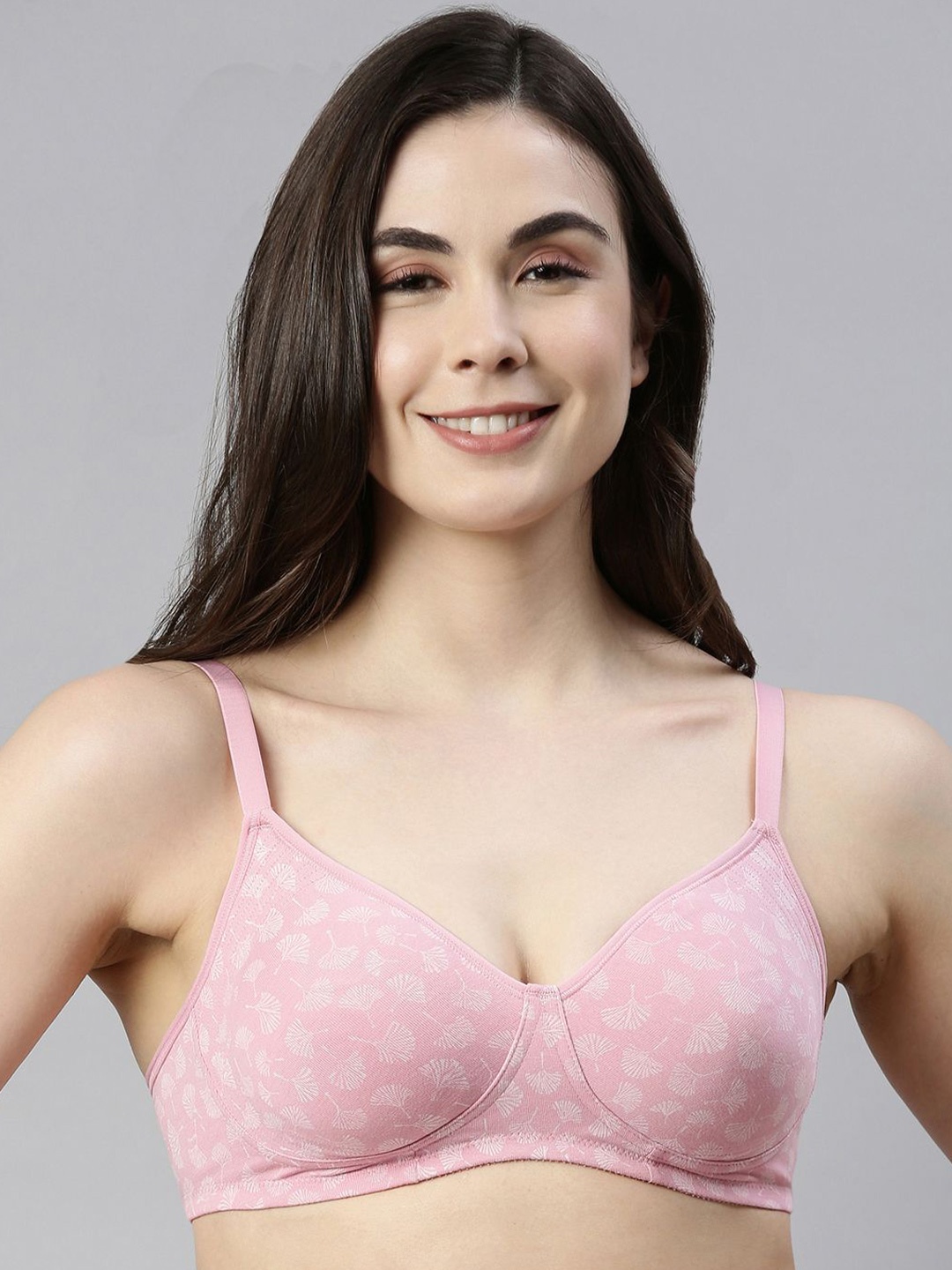 

Enamor Non Padded Wirefree High Coverage Stretch Cotton Everyday Bra A042, Pink