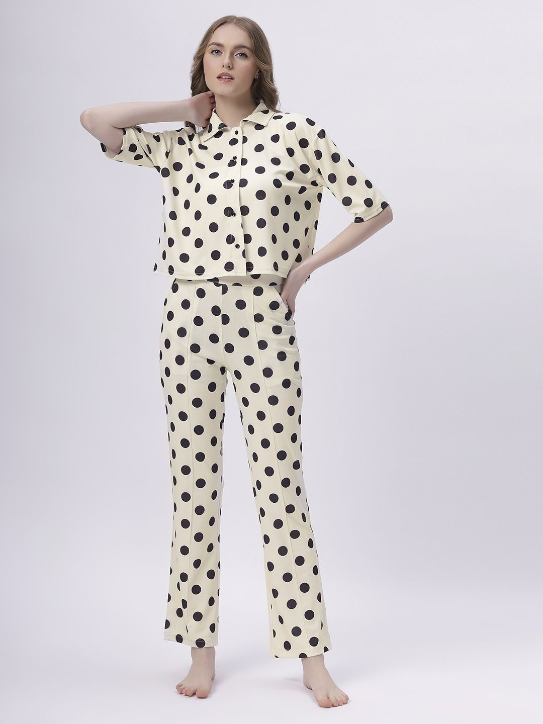 

BABA YAGA Printed Shirt With Trouser, Cream
