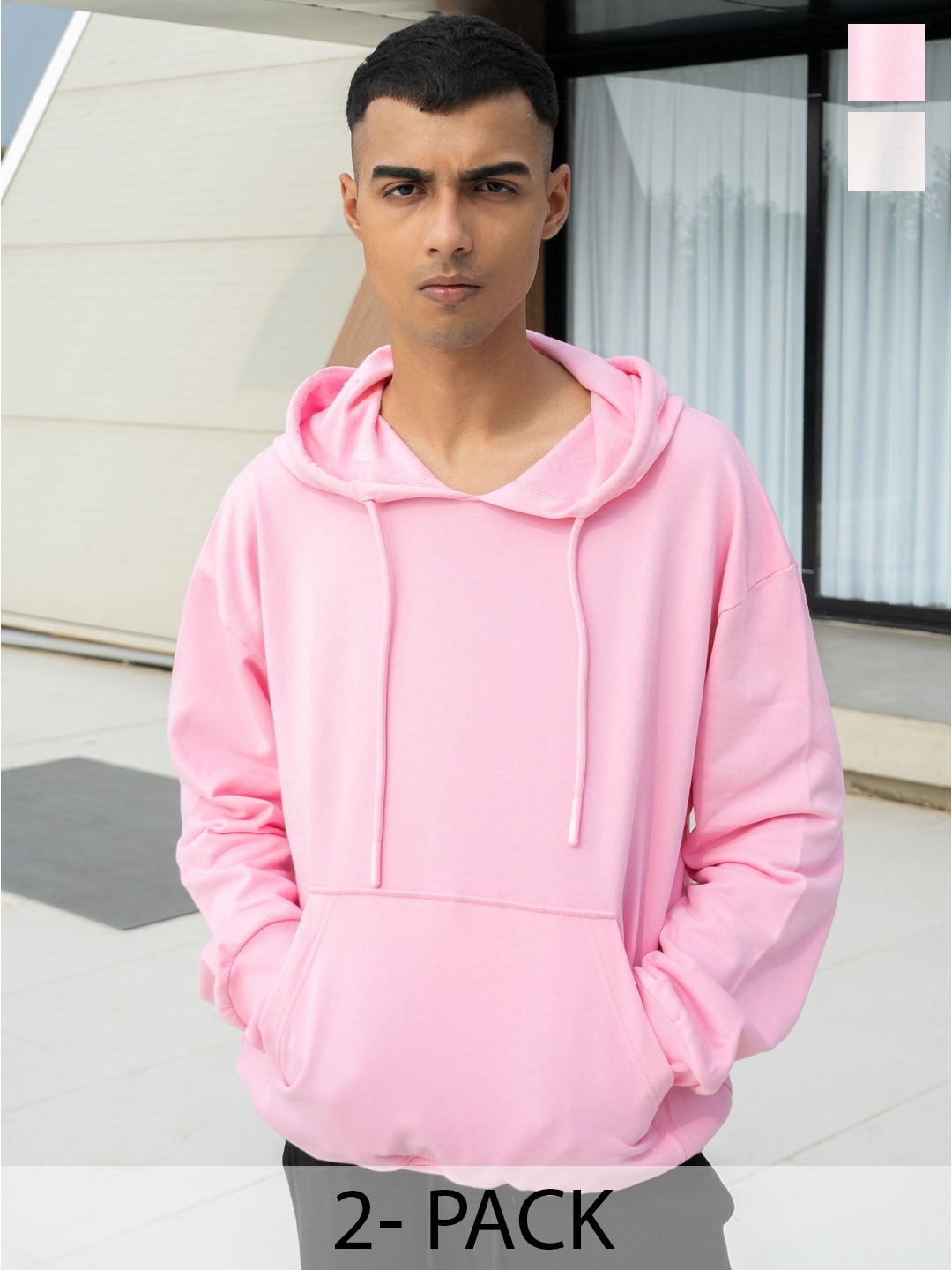 

COLOR CAPITAL Pack Of 2 Unisex Solid Oversized Sweatshirt, Pink