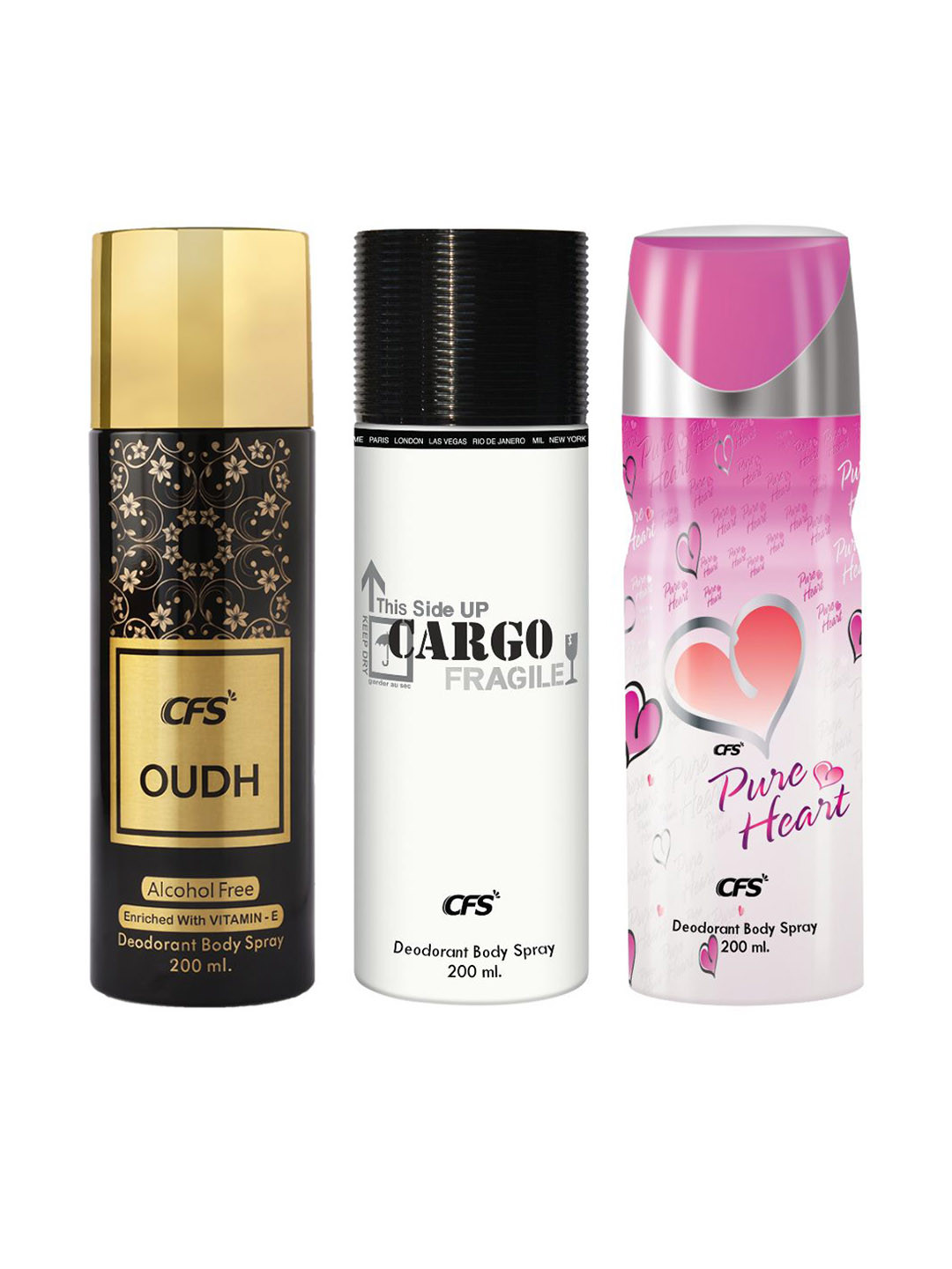 

CFS Set Of 3 Long Lasting Deodorant Body Sprays - 200ML Each, White