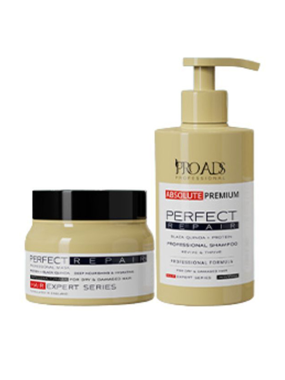 

PROADS Perfect Repair Shampoo & Hair Mask Revitalizes Damaged Hairs - 300ml + 250ml, Beige