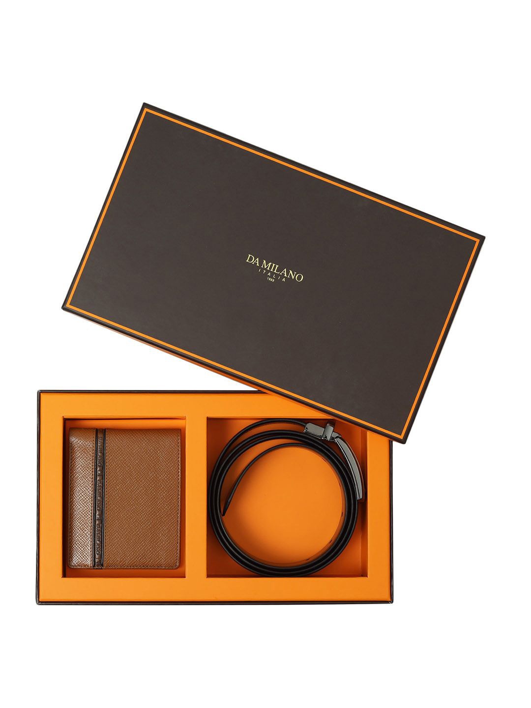 

Da Milano Men Accessory Gift Set of Wallet And Belt, Brown