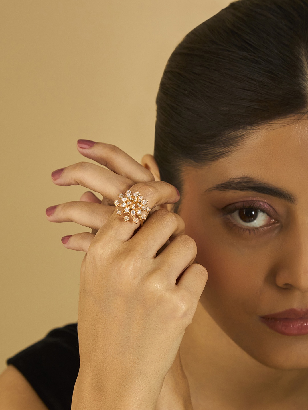 

Kushal's Fashion Jewellery Gold Plated Cubic Zirconia Studded Finger Ring