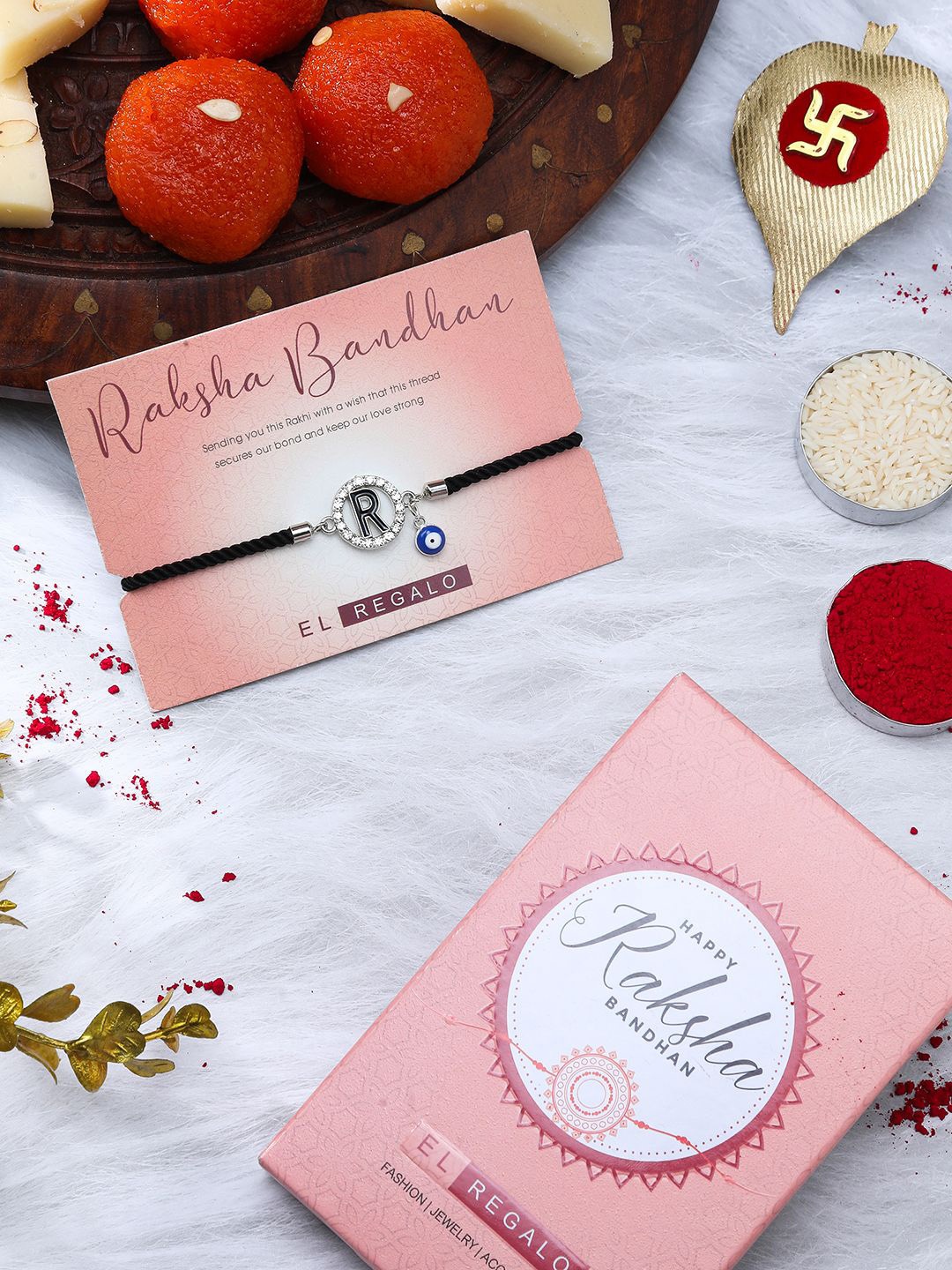 

EL REGALO Rakhi With Roli Chawal & Card, Silver