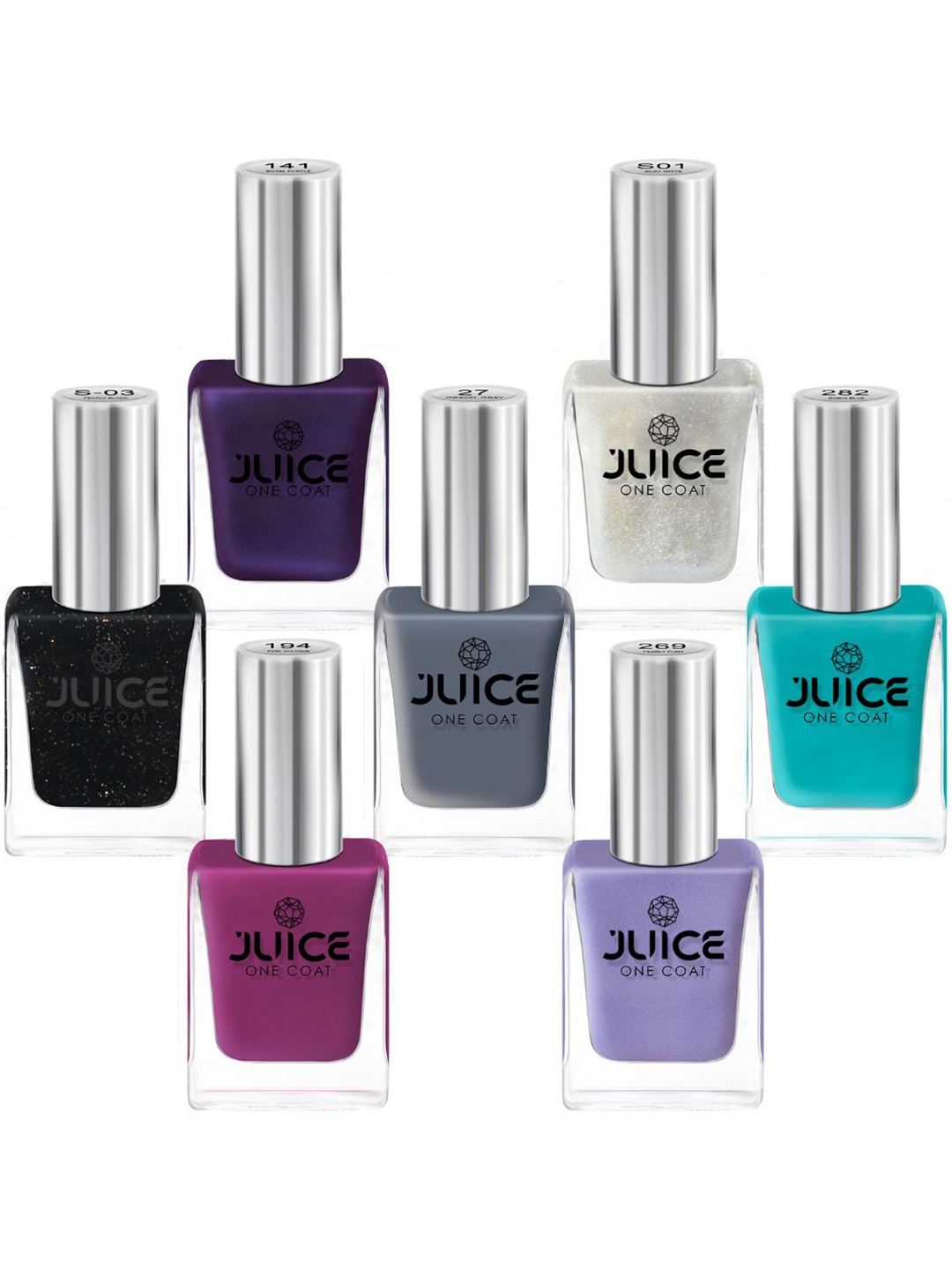 

JUICE Set Of 7 One Coat Long-Lasting Nail Polish - 11ml Each, Multi