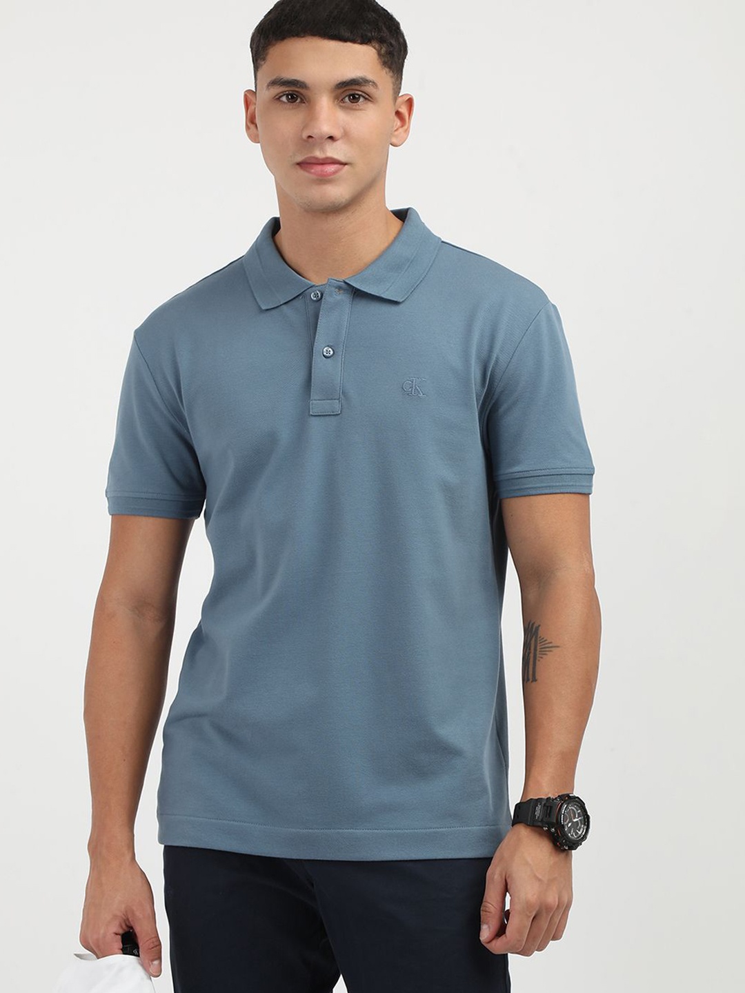 

Calvin Klein Jeans Men Polo Collar Pockets T-shirt, Blue