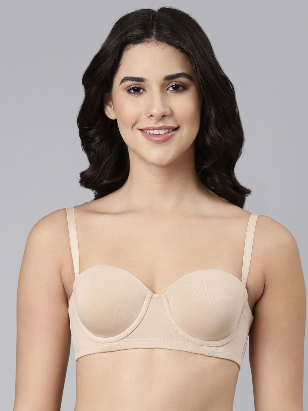 

Enamor Cotton Strapless Multiway Padded Wired High Coverage Bra A078, Nude