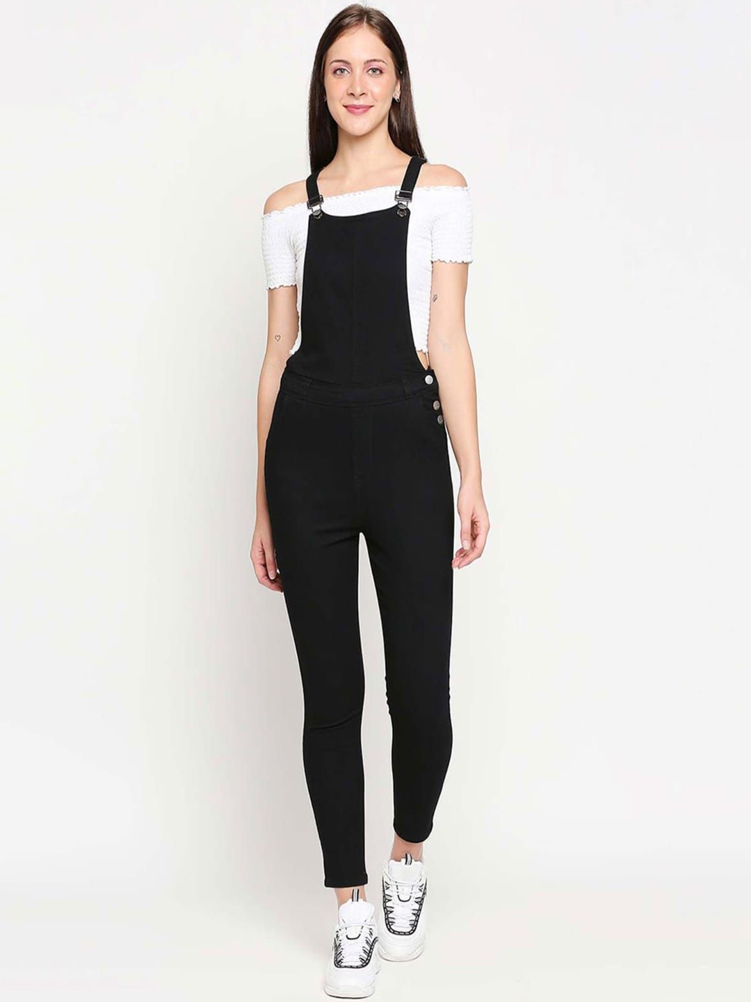 

Perfect Outlet High Waist Denim Dungarees, Black